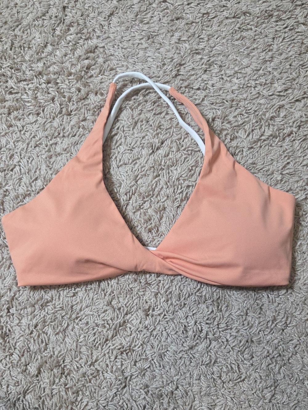 NWOT EMPOWERED FITNESS Peach Crossback Sports Bra with White Straps, Medium, $60